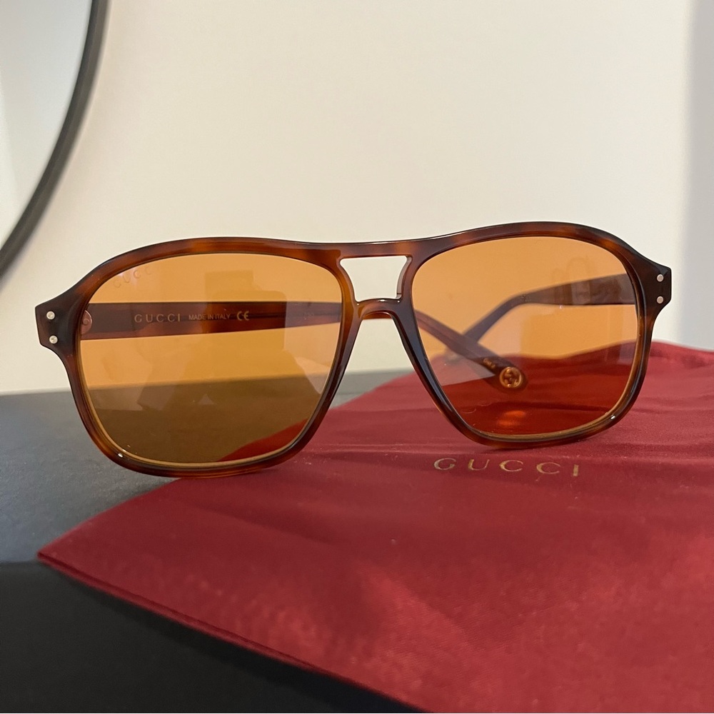 Gucci Aviator yellow lens sunglasses